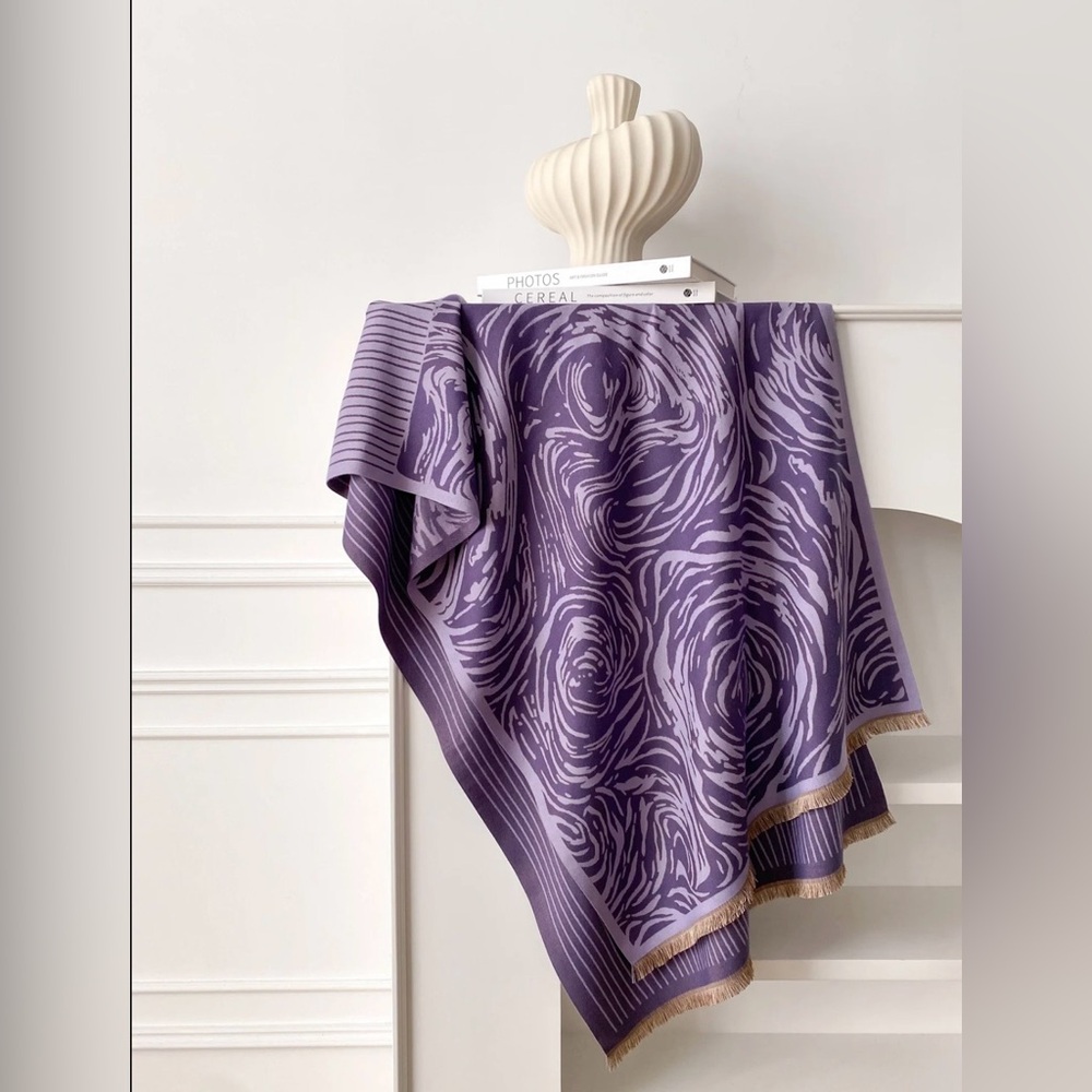 Winding River Purple Fringe Rose Reversible Wrap